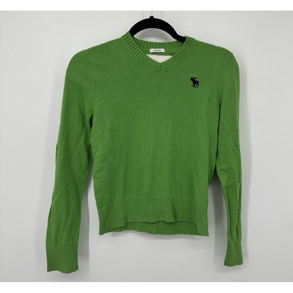 Abercrombie & Fitch Sweater Unisex LGreen Pullover Muscle Cotton Casual